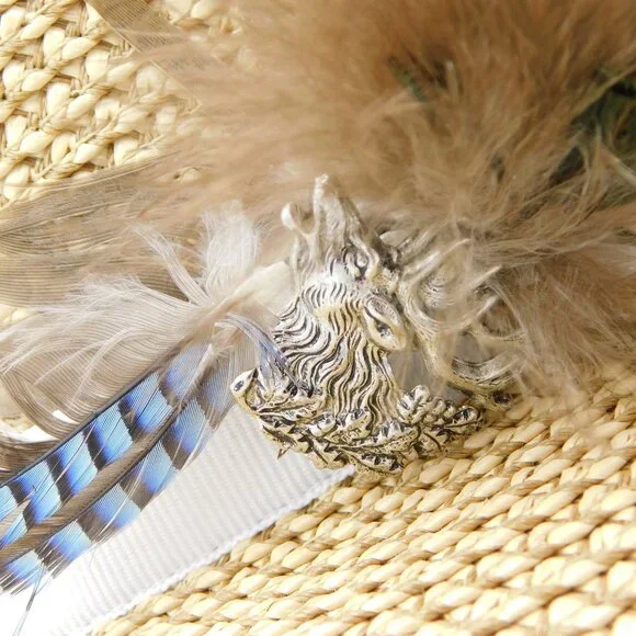 Eric Javits Squishee Raffia Ribbon Cap | White Brim | Customized | EUC - Picture 6 of 13